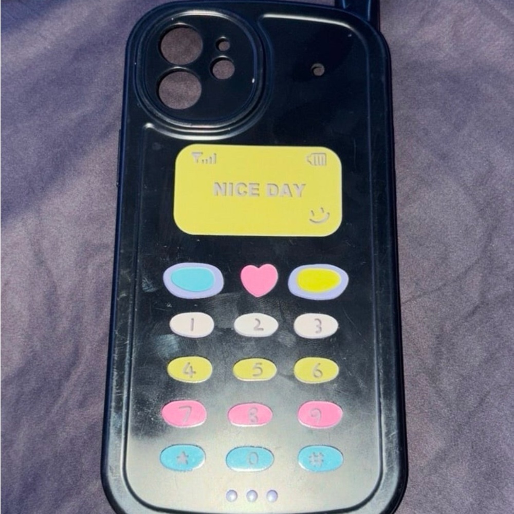 Retro Black Phone Case with Colorful Buttons